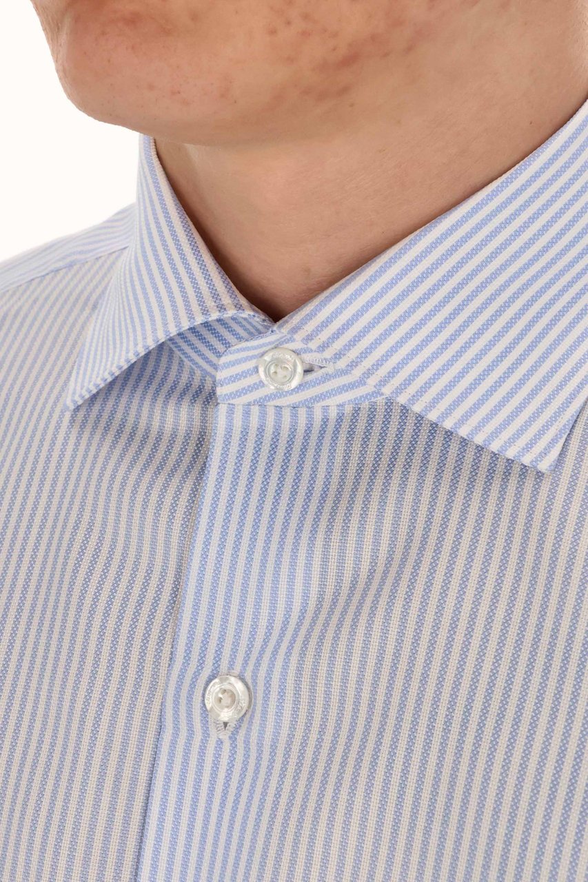 Finamore 1925 Napoli Milano Line Tailored Stripe Shirt Wit