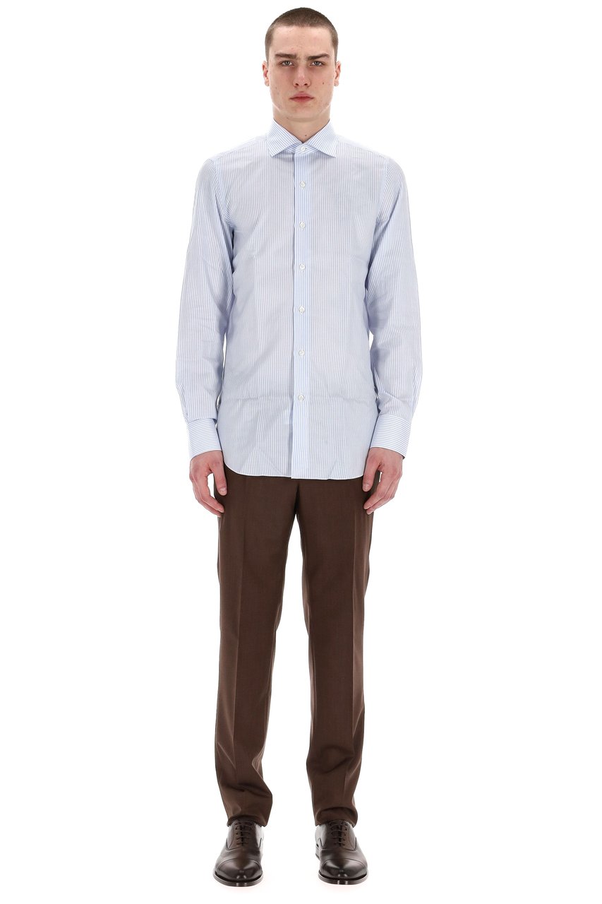 Finamore 1925 Napoli Milano Line Tailored Stripe Shirt Wit