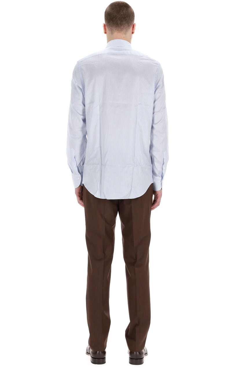 Finamore 1925 Napoli Milano Line Tailored Stripe Shirt Wit