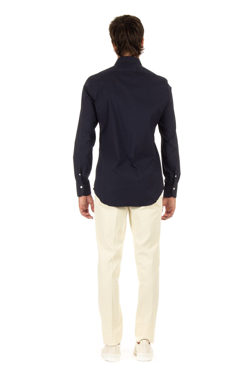Finamore 1925 Napoli Stretch Poplin Tailored Shirt Milano Line Zwart