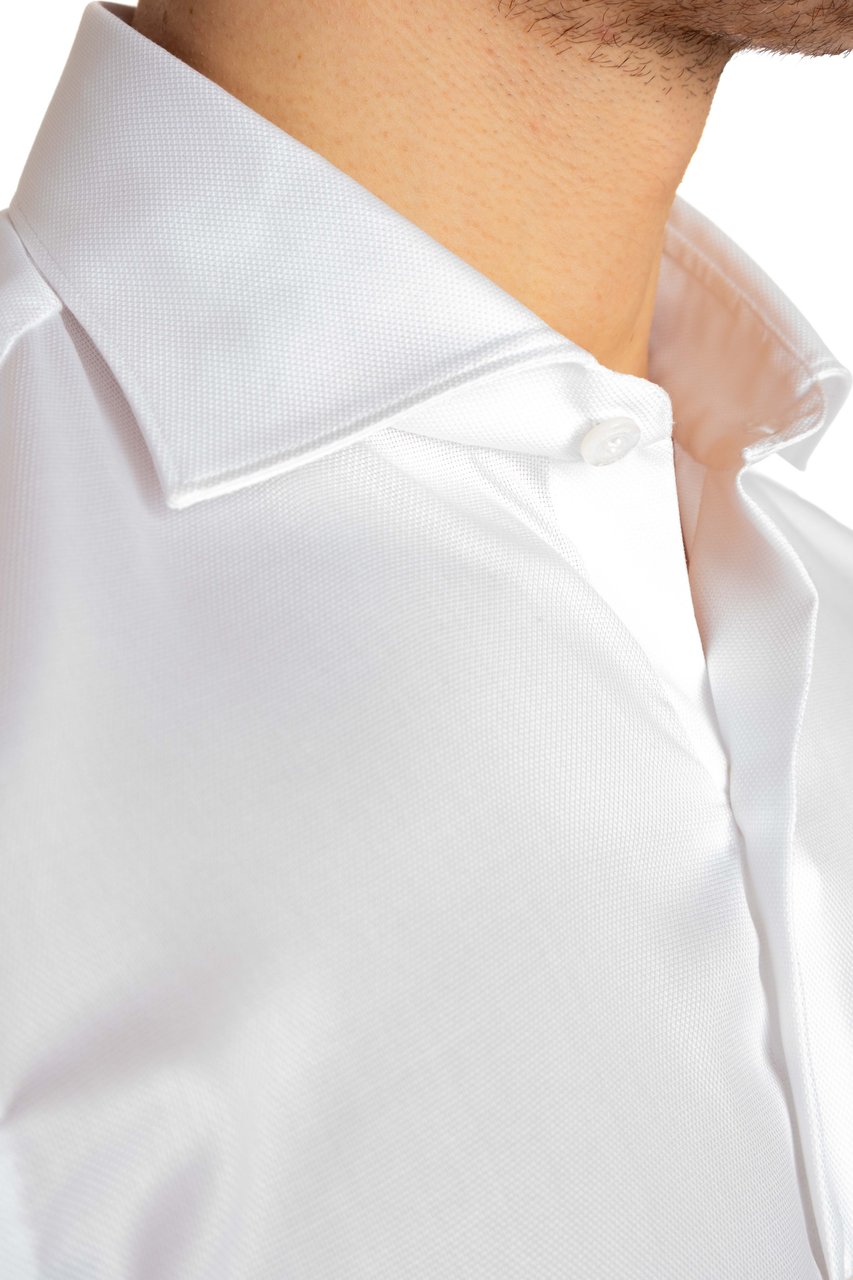 Finamore 1925 Napoli Traveller Cotton Tailored Shirt Wit