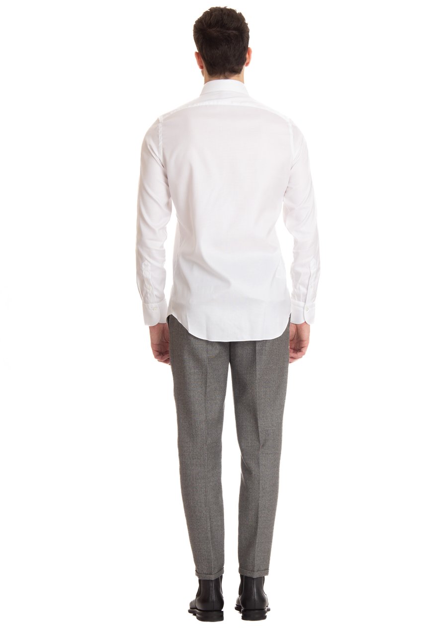 Finamore 1925 Napoli Traveller Cotton Tailored Shirt Wit