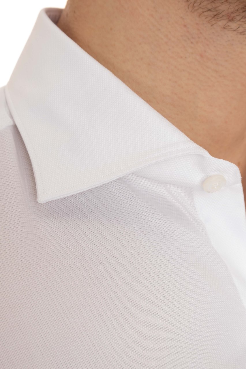 Finamore 1925 Napoli Traveller Cotton Tailored Shirt Wit