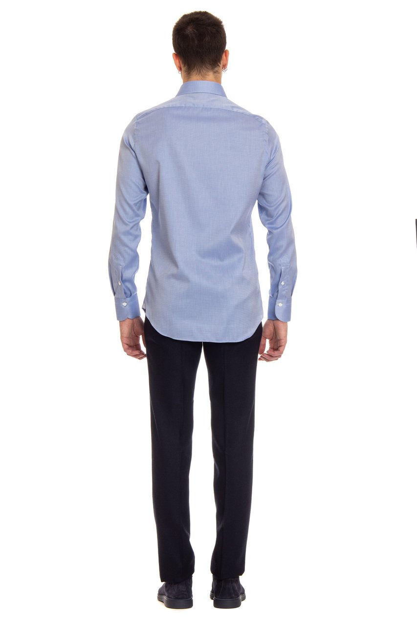 Finamore 1925 Napoli Traveller Cotton Tailored Shirt Blauw