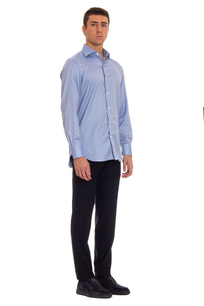 Finamore 1925 Napoli Traveller Cotton Tailored Shirt Blauw