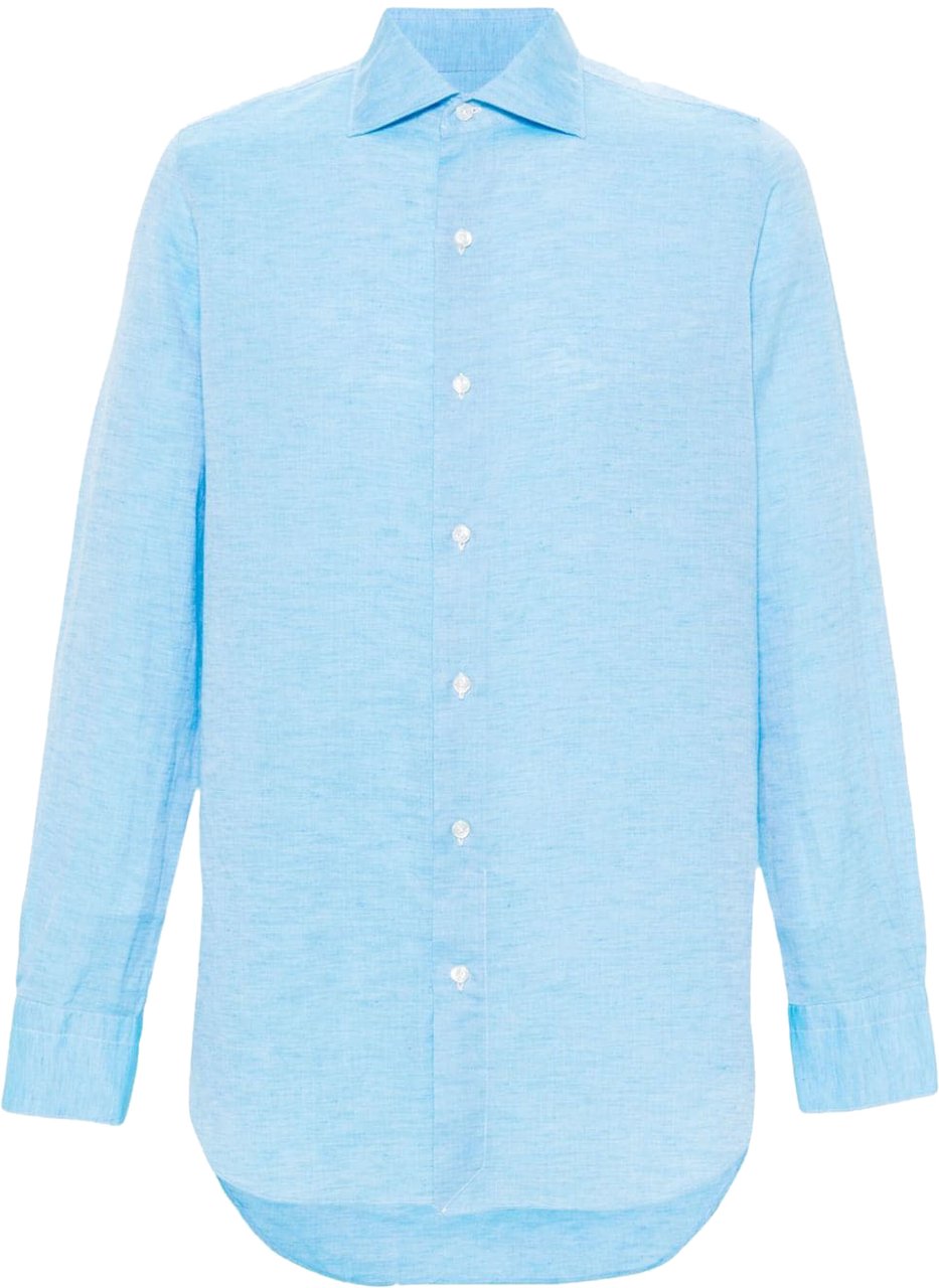 Finamore 1925 Napoli Shirts Clear Blue Blauw