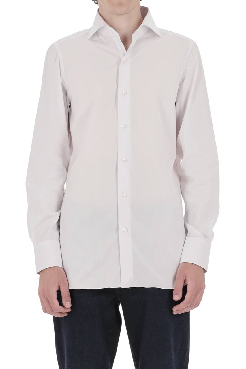 Finamore 1925 Napoli Napoli Poplin Stretch Cotton Shirt Wit