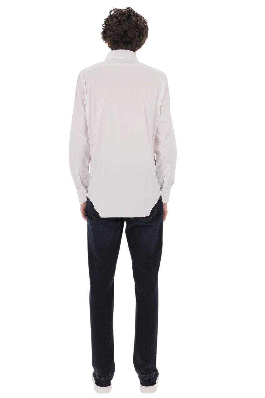 Finamore 1925 Napoli Napoli Poplin Stretch Cotton Shirt Wit