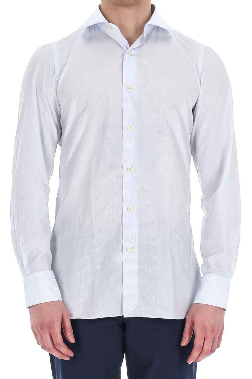 Finamore 1925 Napoli Napoli Line Micro Check Tailored Shirt Wit