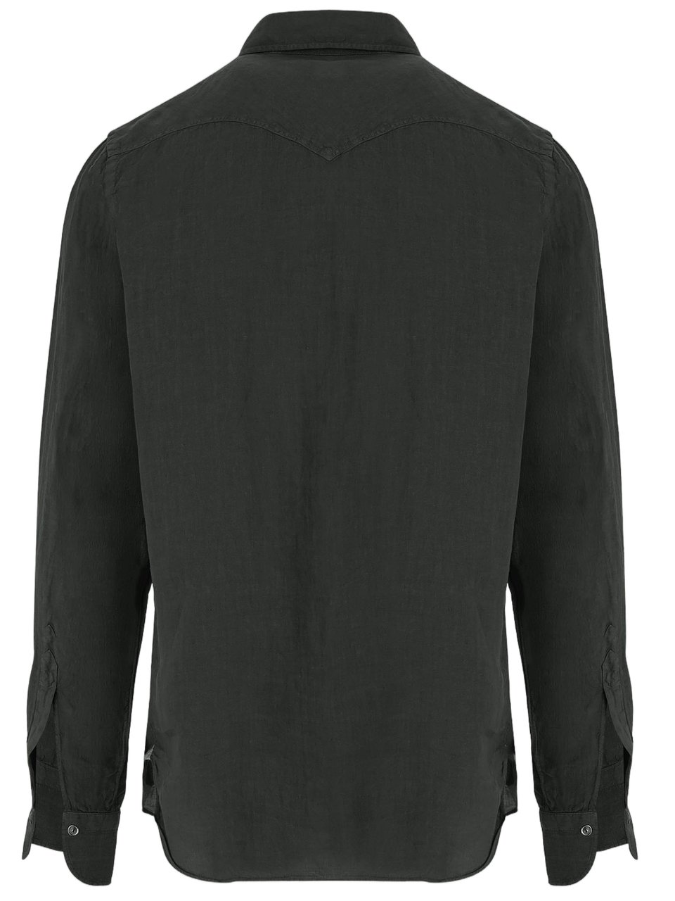 Finamore 1925 Napoli Textured Linen Shirt with Classic Collar Zwart
