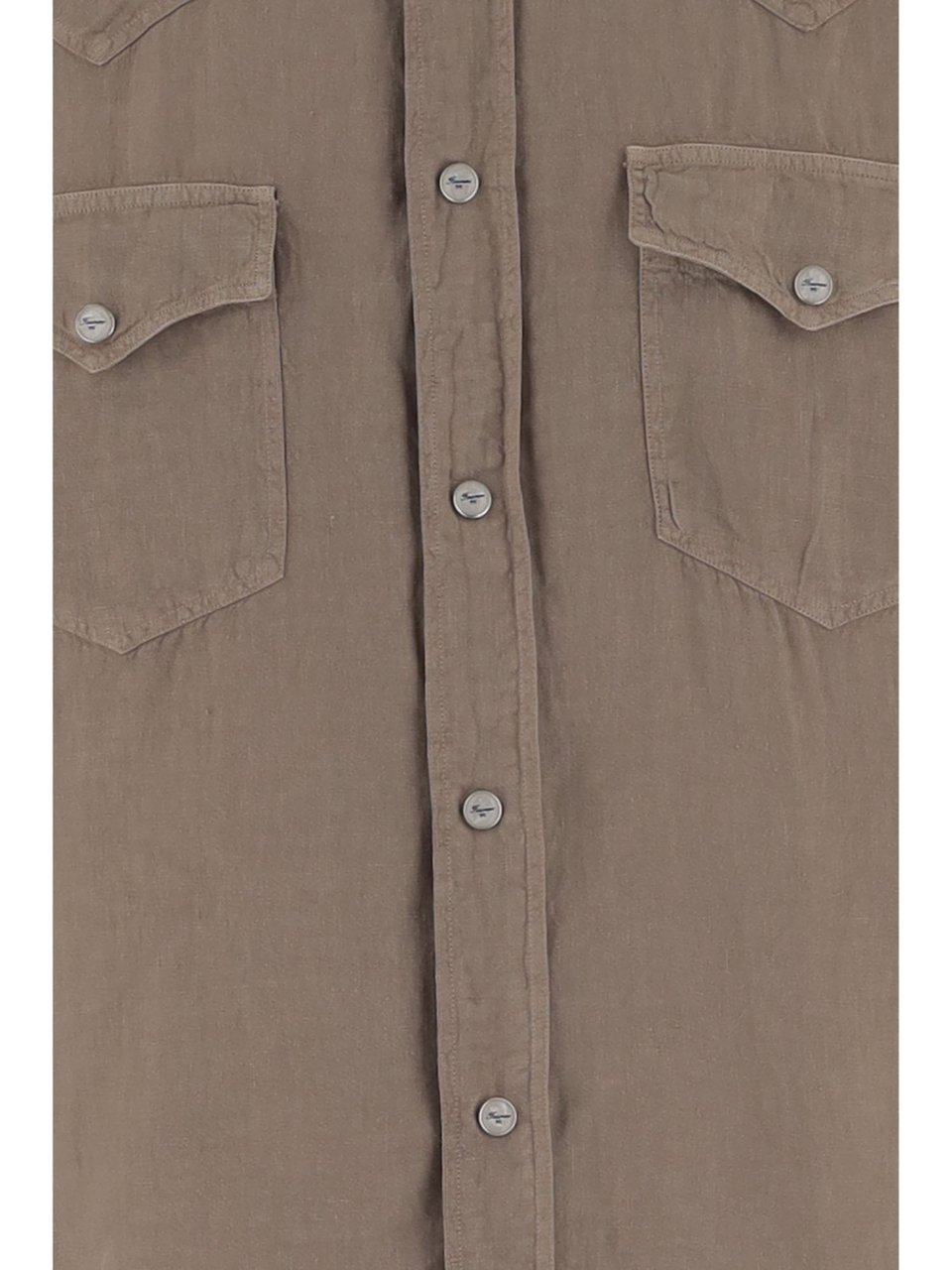 Finamore 1925 Napoli Linen Shirt with Classic Collar Bruin
