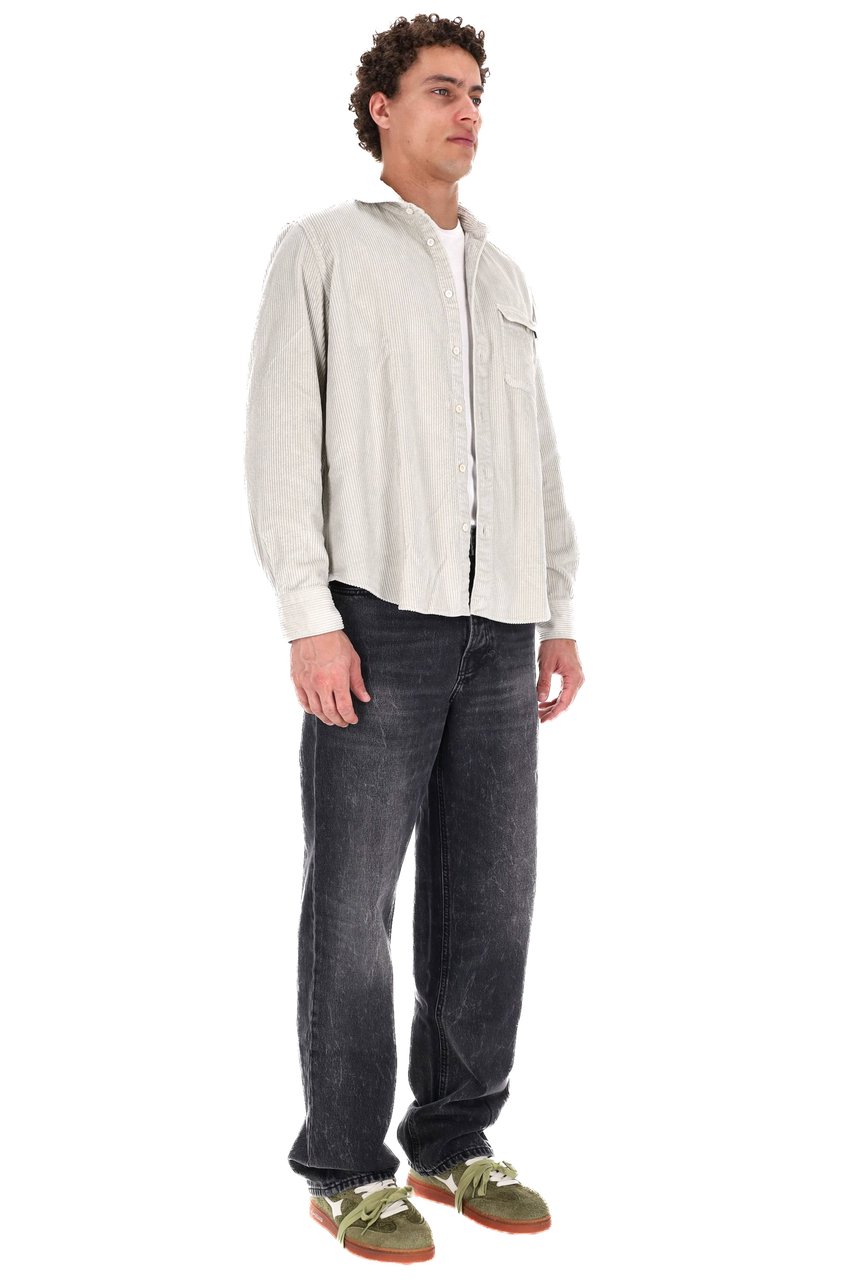 Finamore 1925 Napoli Corduroy Overshirt with Button-Down Front and Flap Pocket Wit