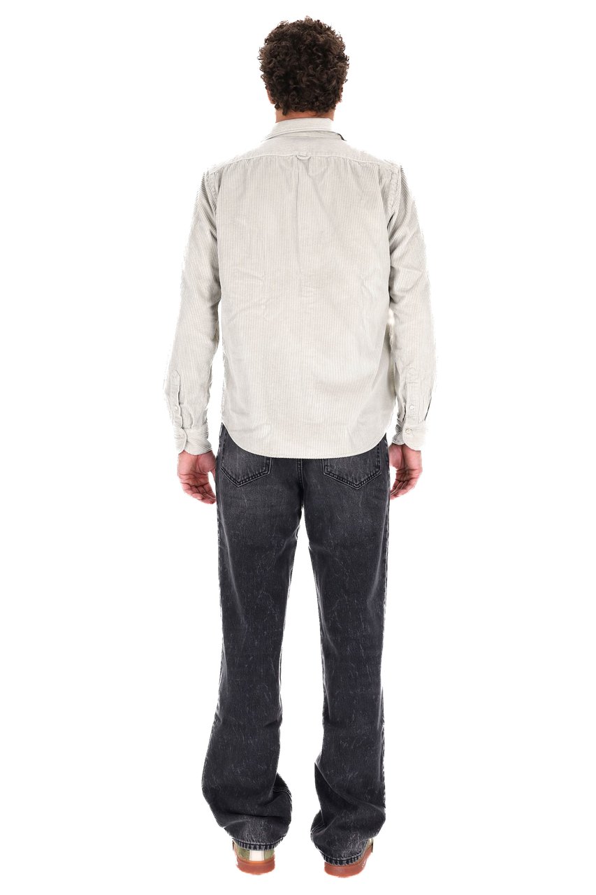 Finamore 1925 Napoli Corduroy Overshirt with Button-Down Front and Flap Pocket Wit