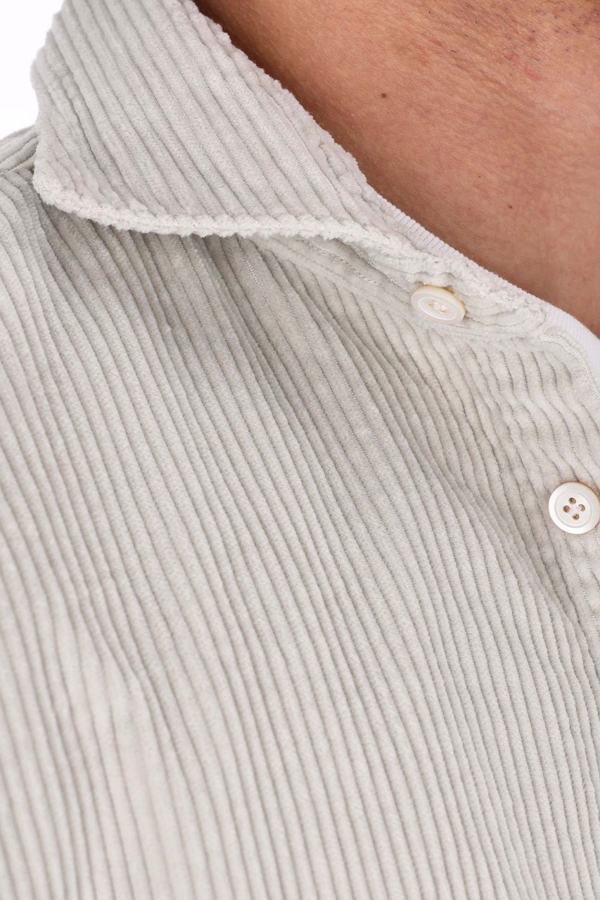 Finamore 1925 Napoli Corduroy Overshirt with Button-Down Front and Flap Pocket Wit