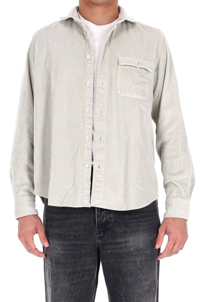 Finamore 1925 Napoli Corduroy Overshirt with Button-Down Front and Flap Pocket Wit