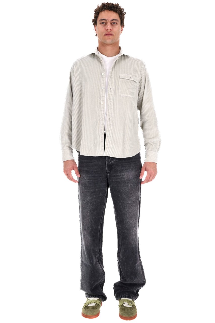 Finamore 1925 Napoli Corduroy Overshirt with Button-Down Front and Flap Pocket Wit