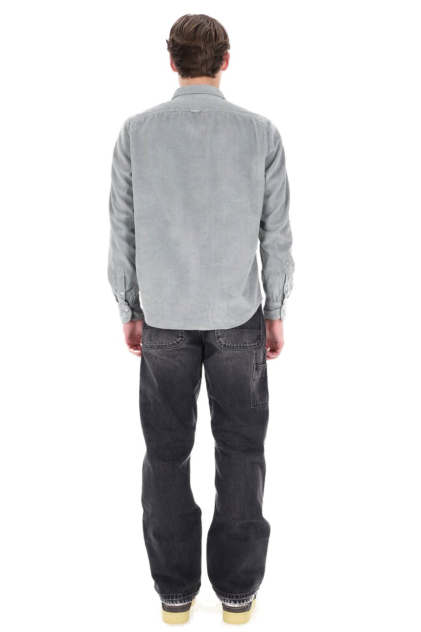 Finamore 1925 Napoli Corduroy Overshirt with Classic Collar and Buttoned Cuffs Grijs