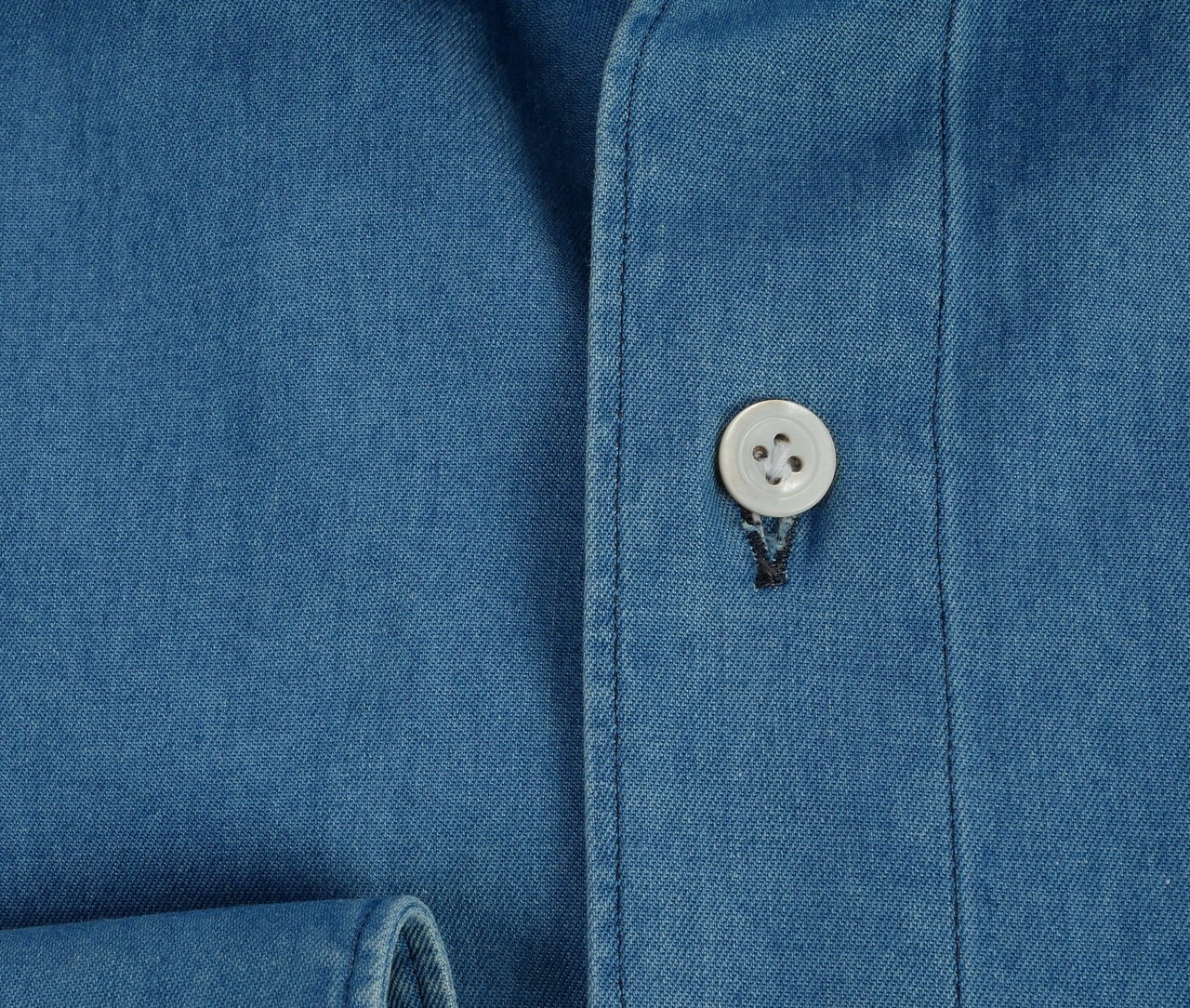 Finamore 1925 Napoli Tokyo Denim Tailored Shirt Blauw