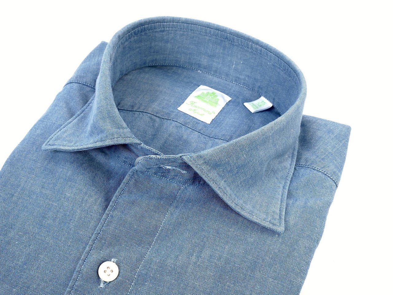 Finamore 1925 Napoli Tokyo Chambray Tailored Shirt Blauw