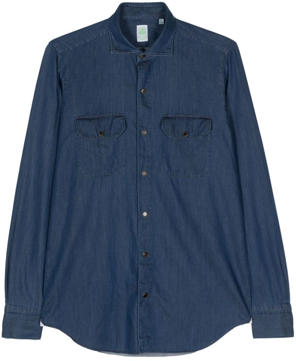 Finamore 1925 Napoli Shirts Denim Blauw