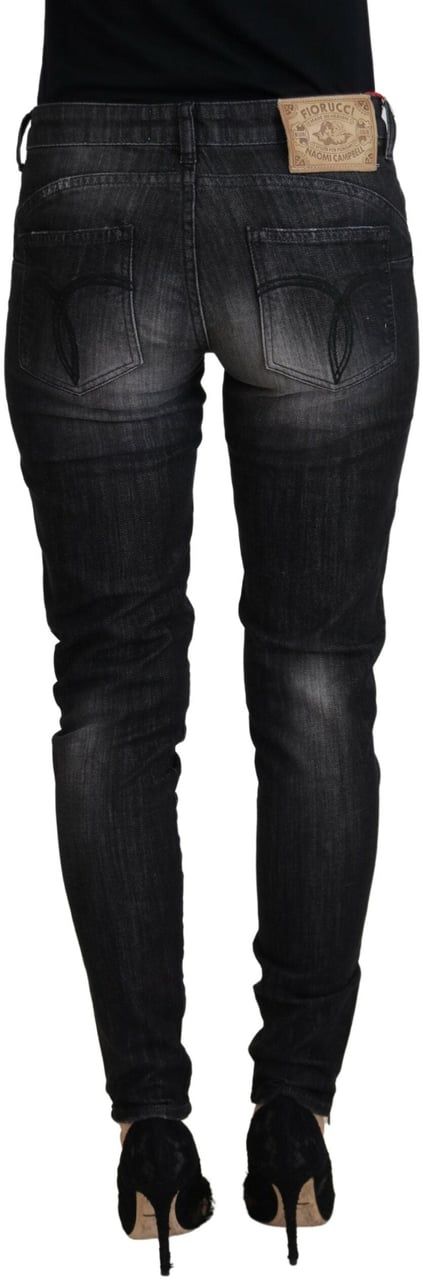 Fiorucci Black Cotton Low Waist Skinny Women Casual Jeans Zwart