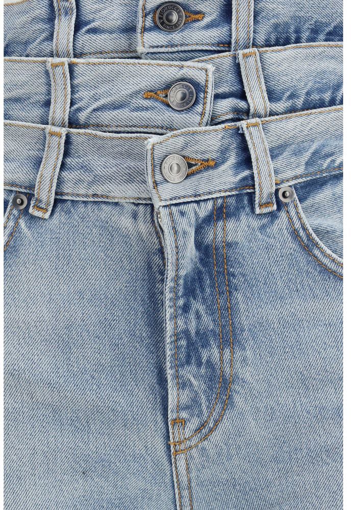Fiorucci Triple-Layered Waistband Light Blue Flared Jeans Grijs