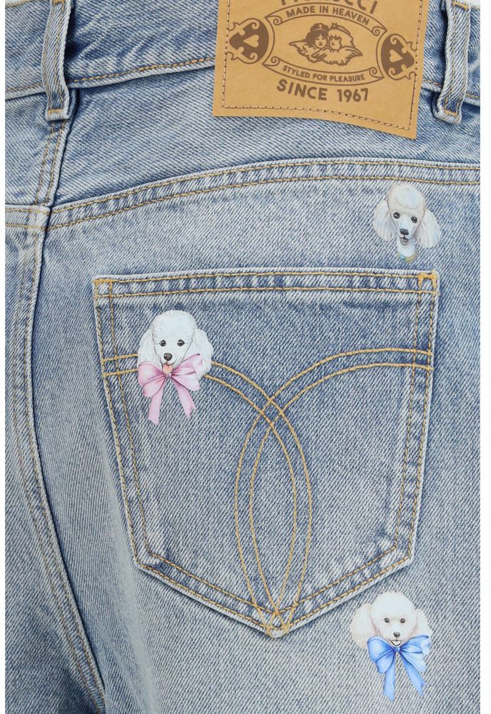 Fiorucci Blue Cotton Relaxed Fit Jeans Blauw