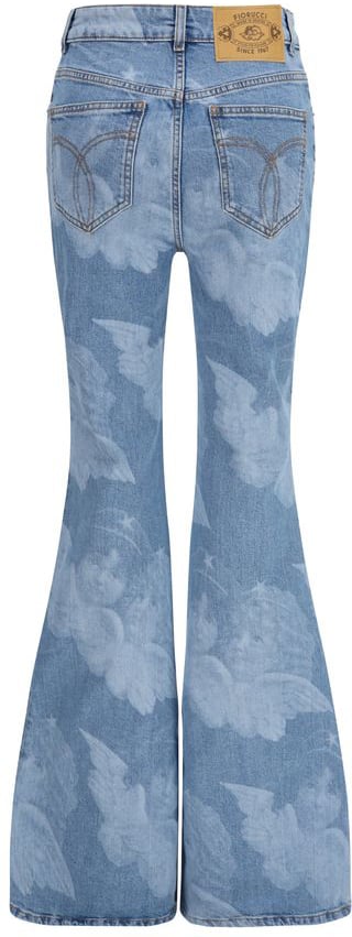 Fiorucci Blue Cotton Flared Jeans Blauw
