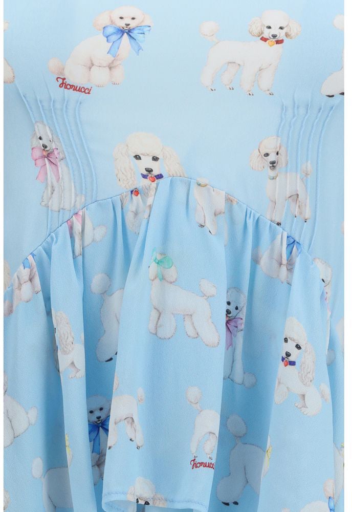 Fiorucci Blue Viscose Long Dress Blauw