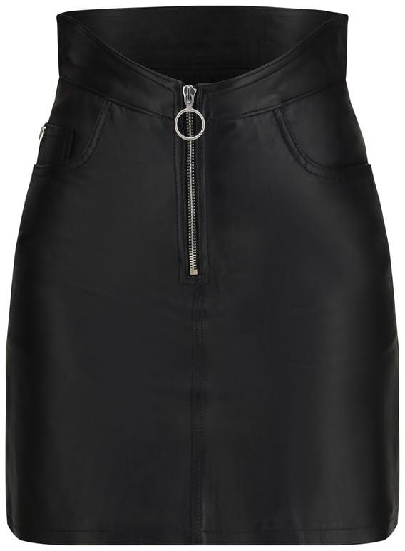 Fiorucci Black Lamb Leather Mini Skirt Zwart