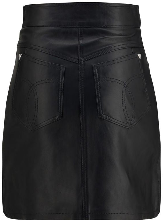 Fiorucci Black Lamb Leather Mini Skirt Zwart