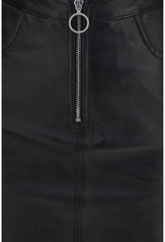 Fiorucci Black Lamb Leather Mini Skirt Zwart