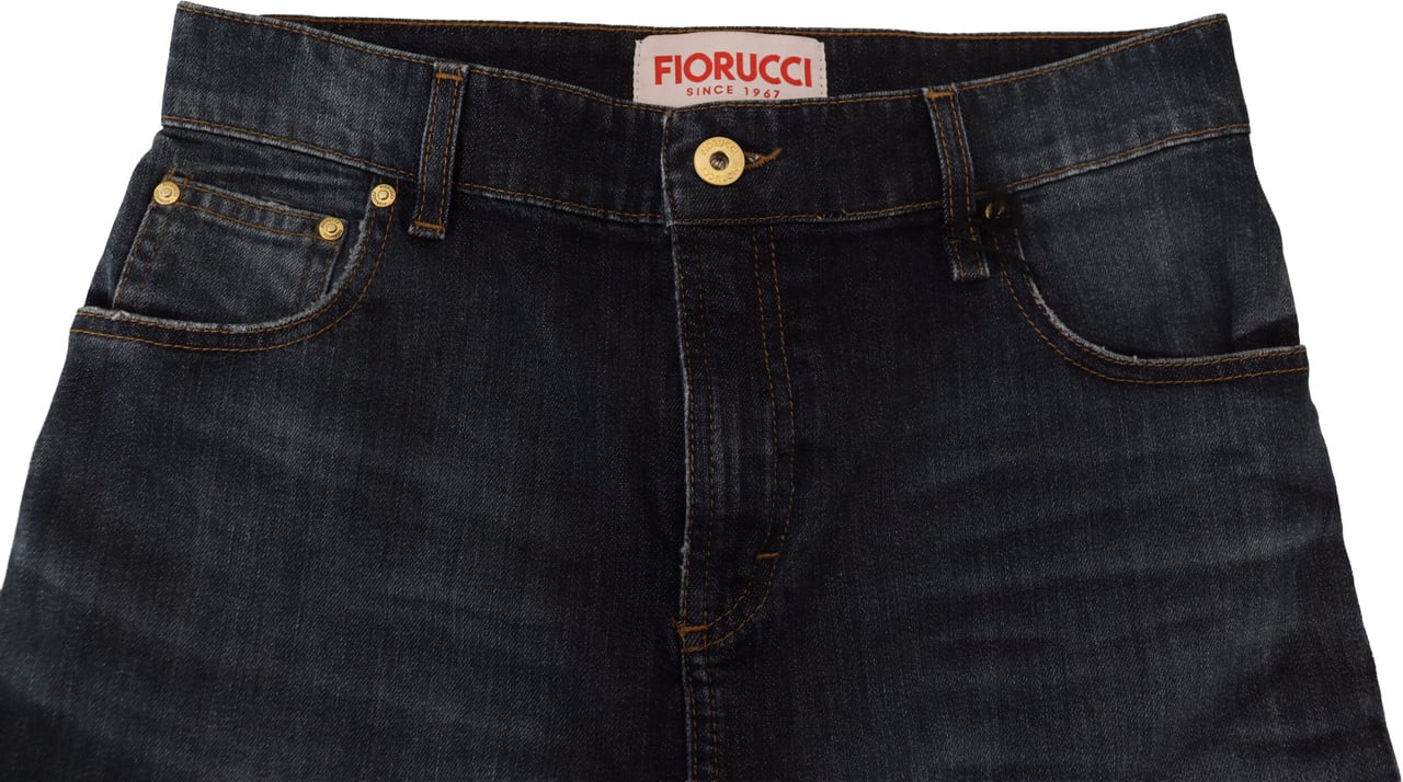 Fiorucci Dark Blue Washed Mid Waist Pencil Cut Denim Skirt Blauw