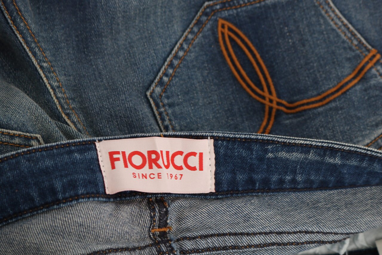 Fiorucci Blue Washed Mid Waist Slim Fit Denim Jeans Blauw