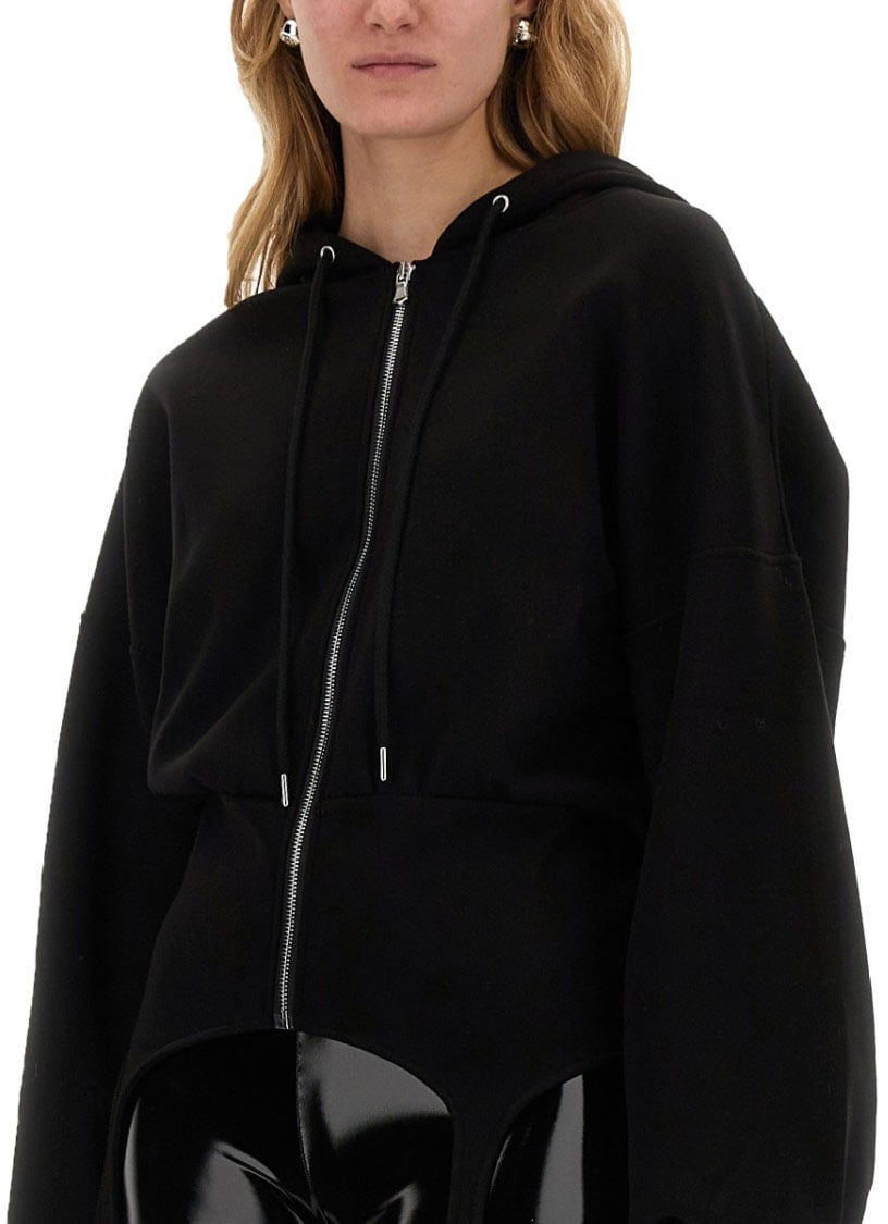 Fiorucci Cropped Black Sweatshirt With Suspender Detail Zwart