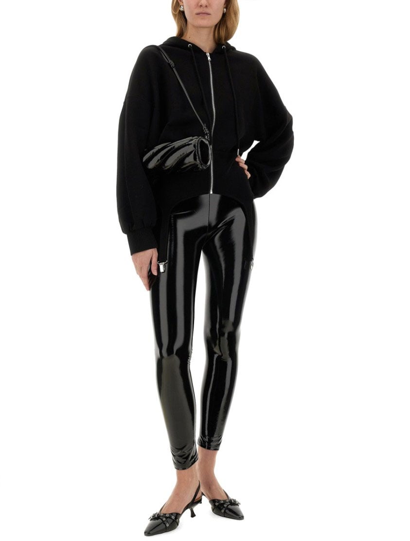 Fiorucci Cropped Black Sweatshirt With Suspender Detail Zwart