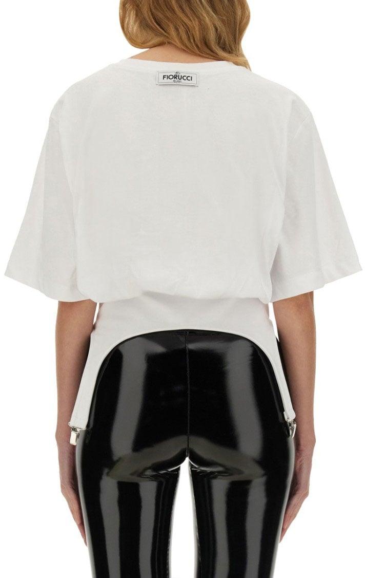 Fiorucci T-Shirt With Stylish Suspenders Wit