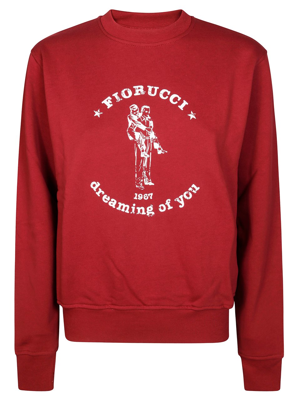 Fiorucci Bordeaux Crewneck Sweatshirt with Vintage Graphic Print Rood