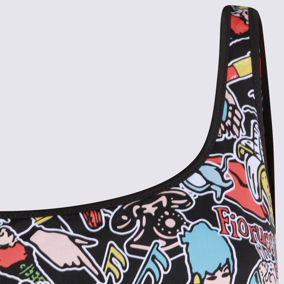 Fiorucci Vibrant Cartoon Print One-Piece Swimsuit Zwart