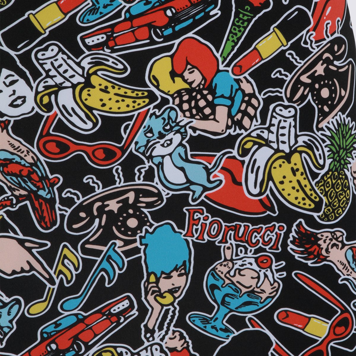 Fiorucci Eclectic Print Mini Dress With Playful Motifs Zwart