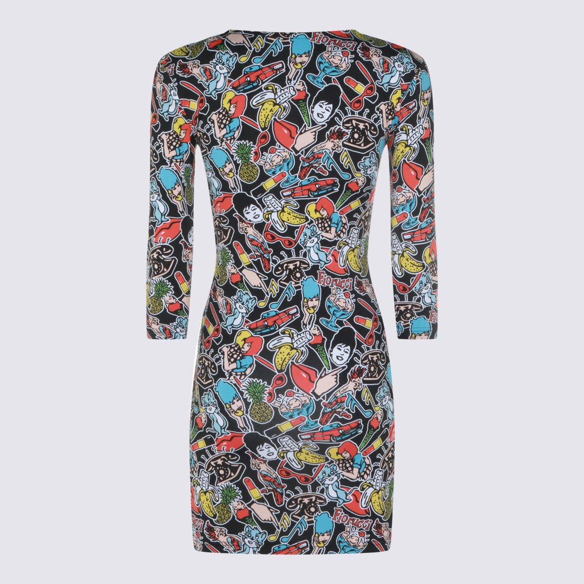 Fiorucci Eclectic Print Mini Dress With Playful Motifs Zwart