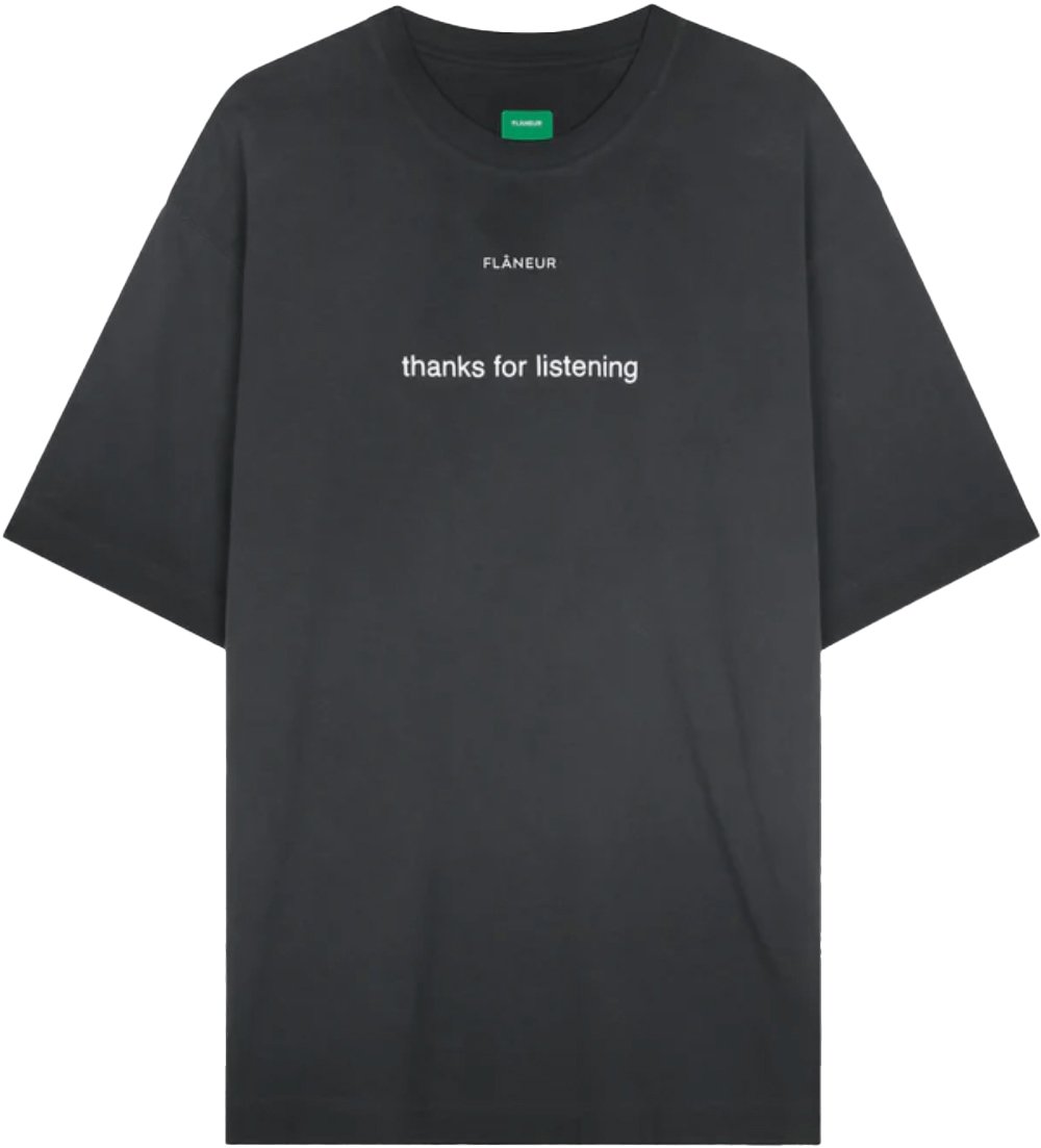 FLÂNEUR Luister-T-shirt, gewassen zwart Donkergrijs