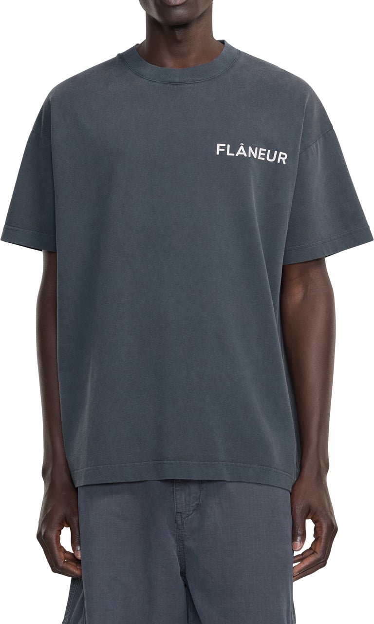FLÂNEUR Double Logo T-Shirt Washed | Black Zwart