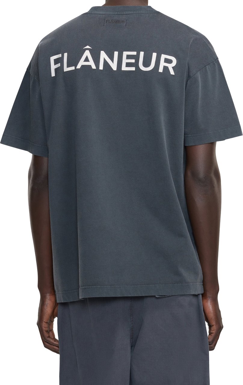 FLÂNEUR Double Logo T-Shirt Washed | Black Zwart