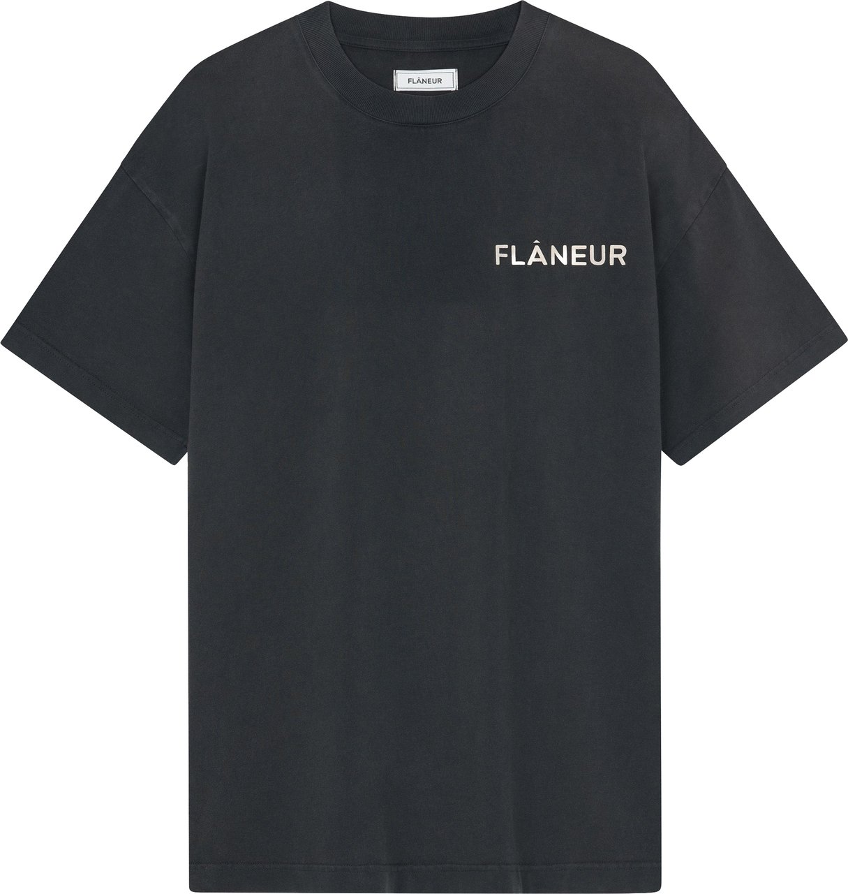 FLÂNEUR Double Logo T-Shirt Washed | Black Zwart