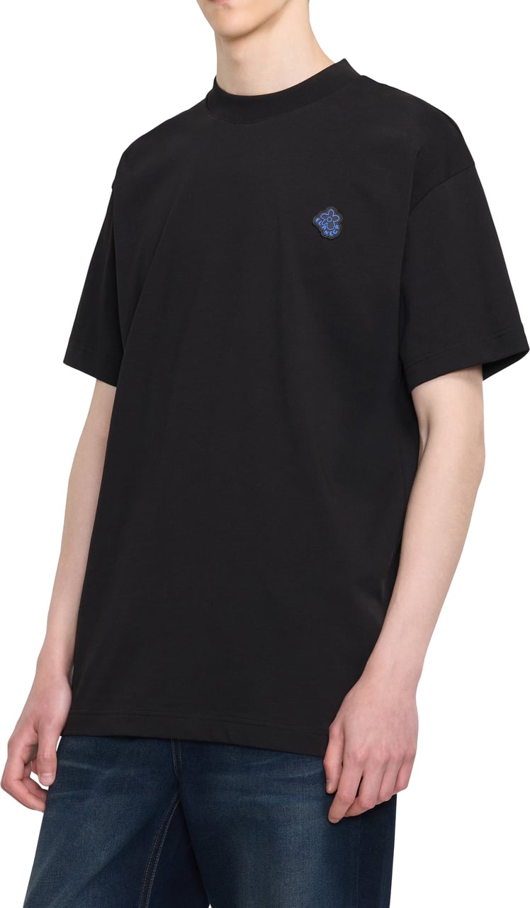FLÂNEUR Rubber Blossom T-Shirt | Black Zwart