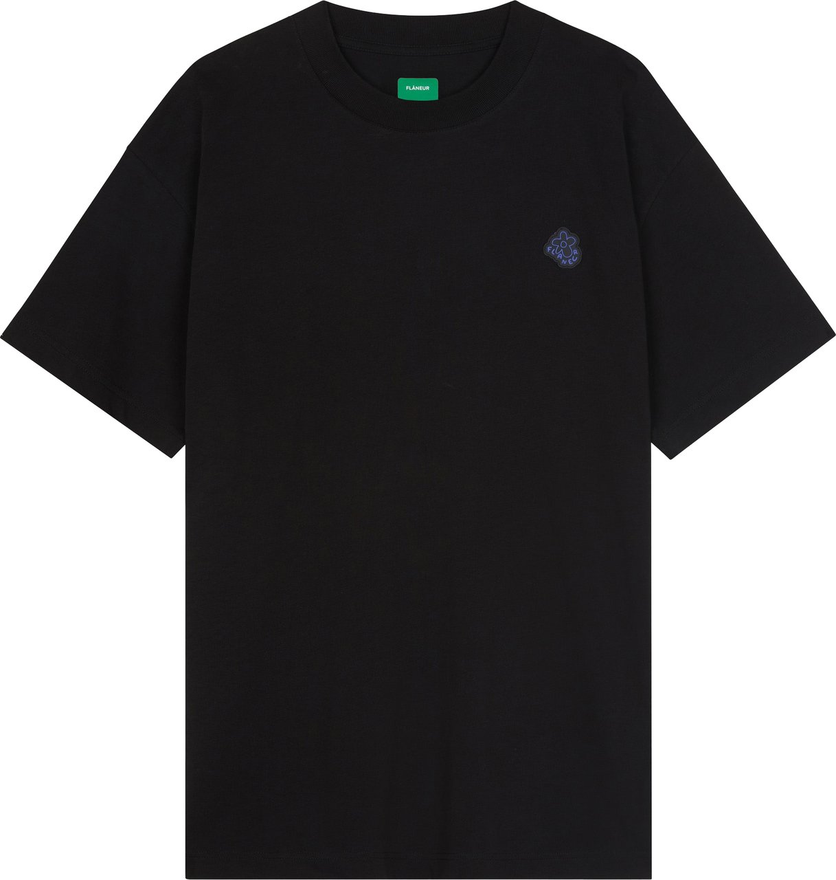 FLÂNEUR Rubber Blossom T-Shirt | Black Zwart