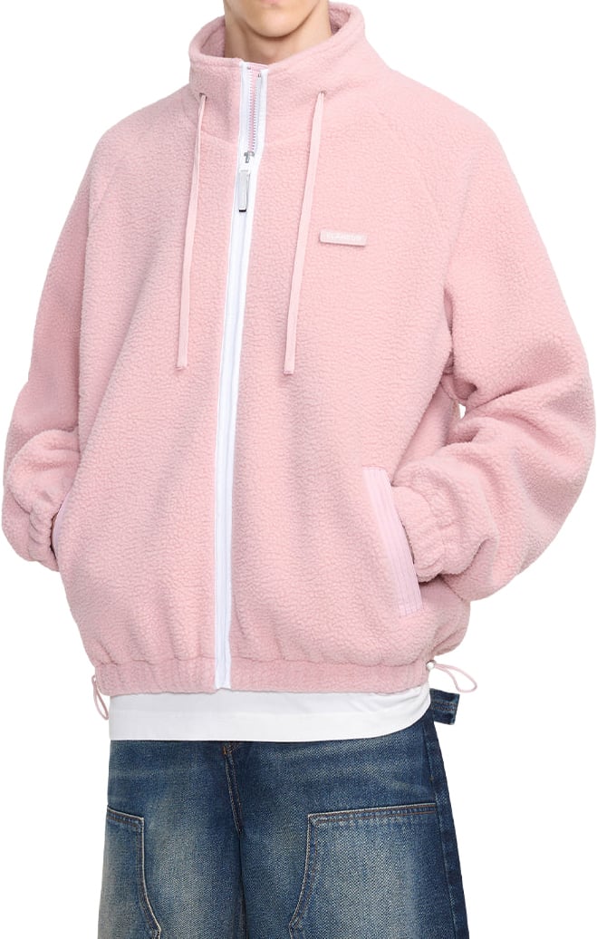 FLÂNEUR Frosted Badge Fleece Jacket | Pink Roze