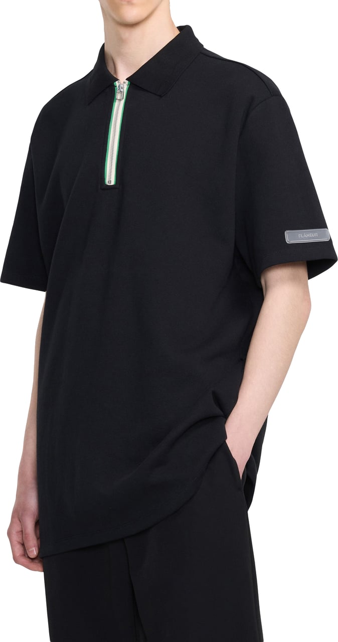 FLÂNEUR Zip Polo | Black Zwart