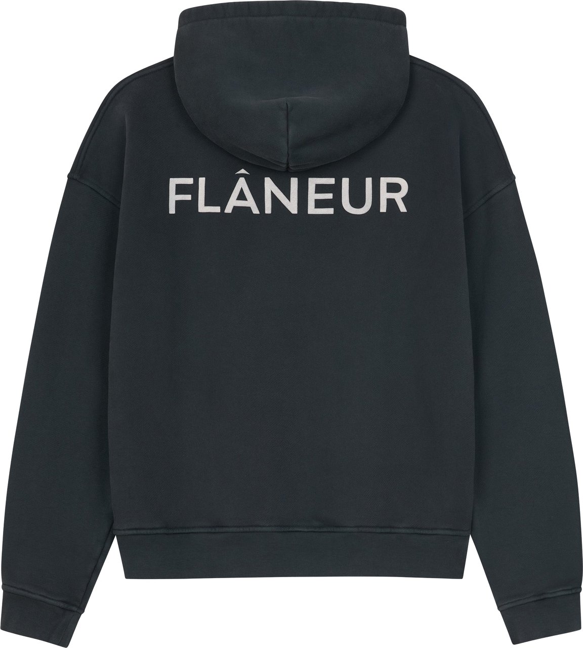 FLÂNEUR Double Logo Hoodie Washed | Black Zwart
